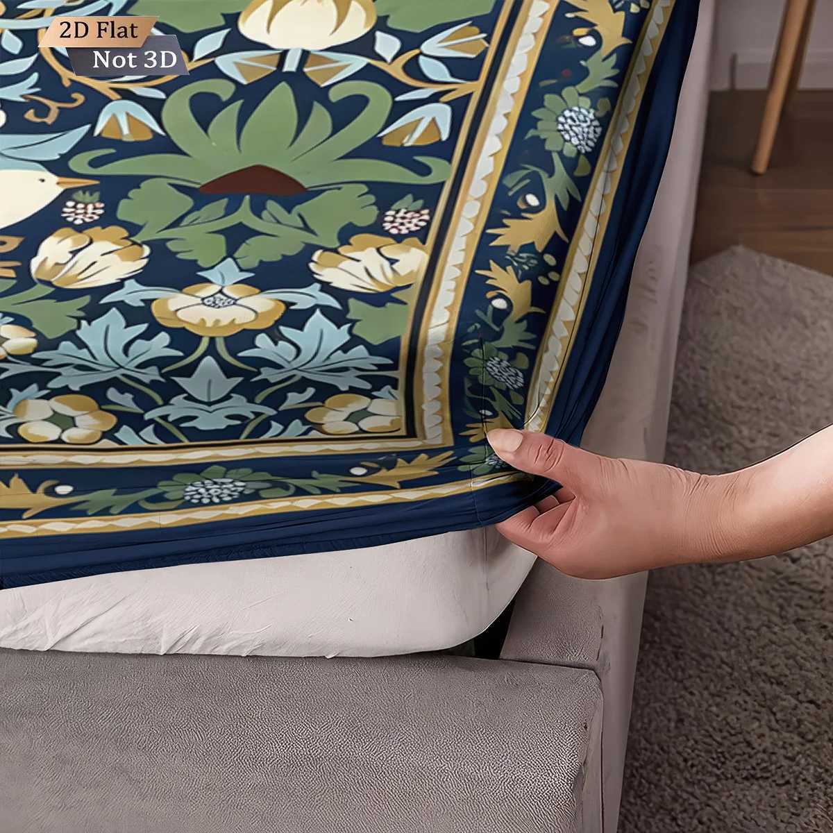 3pcs Retro Ethnic Style Flower Bird Pattern Bed Sheet Set Multi Size Bed Cover Bedroom Bedding Decoration Machine WashableM251118