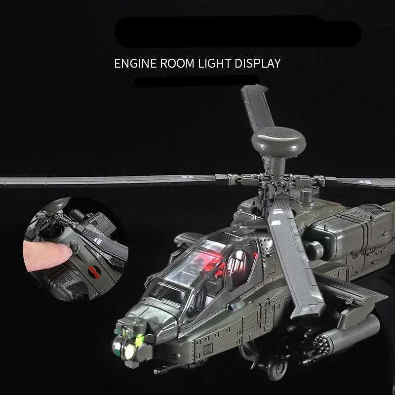 NEW America AH-64 Apache Utility Alloy Helicopter Airplane Model Simulation Metal Flying Model Sound and Light Children Toy Gift C251118