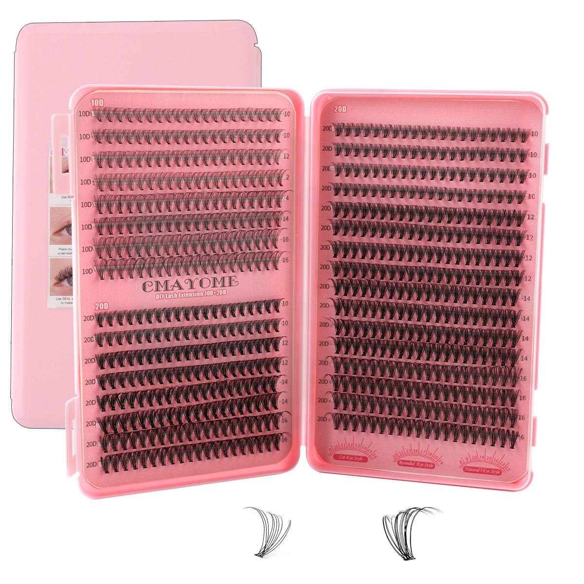 640Pcs DIY Individual Eyelashes Soft Lightweight DIY Cluster Lashes Kit Easy to Wear Handmade Reusable Segmented Eyelash Extensions Grafted Lashes