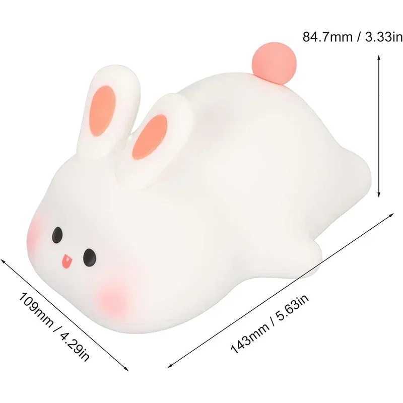 Bunny Night Light Silicone Nursery Cute Sleeping Lamp USB Rechargeable Touch Switch Control Table Led for Child Girlfriend Gift M251118