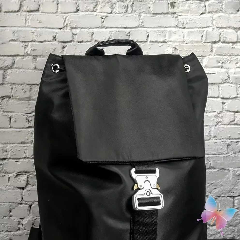 Black 1017 ALYX 9SM Backpacks Large Capacity Drawstring Nylon Function Tactical Metal Socket Letter Flip Bucket BagsW251118