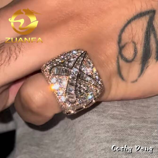 Hip Hop Jewelry Moissanite Men Diamond Rings 925 Silver Ice Out Ring Moissanite Hip Hop Ring