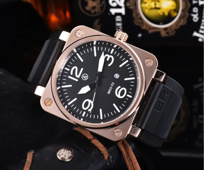 BR Sport model rubber strap automatic mechanical luxury multi-functional watch. Business grade stainless steel model men's rose square watch 11