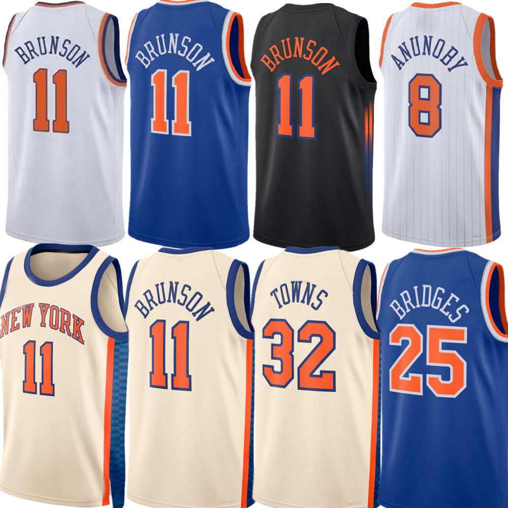 Custom Jalen Brunson Karl-Anthony Towns Basketball Jerseys Josh Hart Mikal Bridges OG Anunoby Quickley Mitchell Robinson Fournier