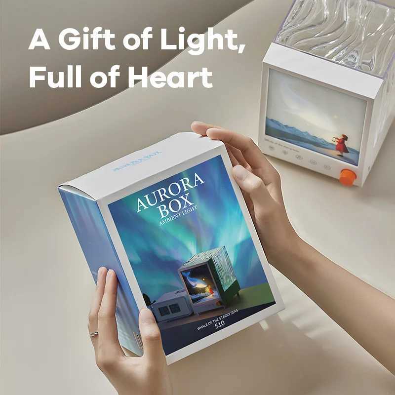 Aurora Projector Table Night Light With 3D Surround Sound Speaker White Noise Table Decoration Lamp For Christmas Gift M251118