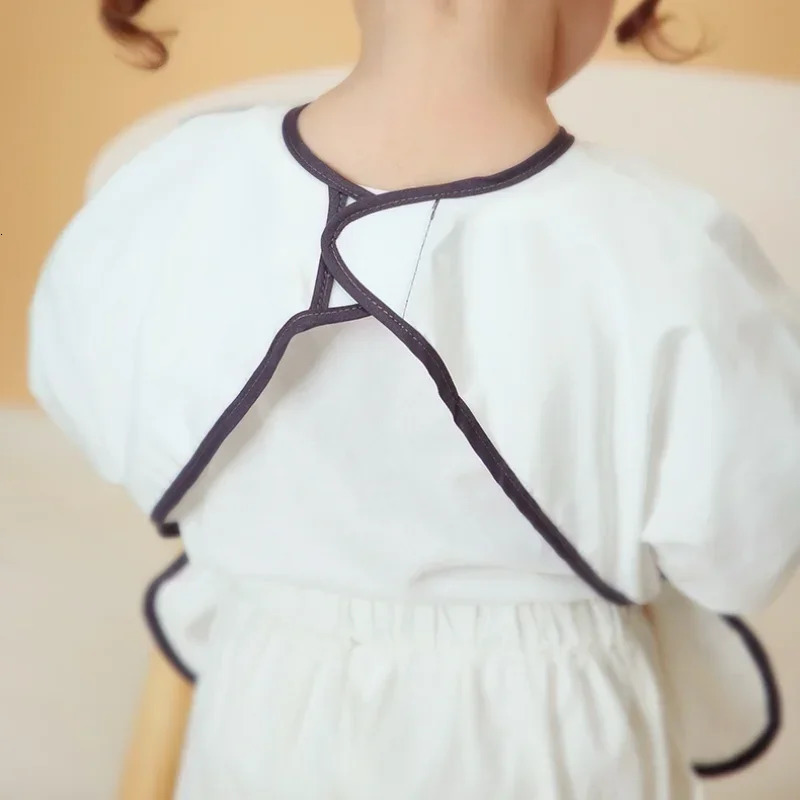 Little boy and girl painting smoke baby soft waterproof bib childrens meal apron long sleeved adjustable feeding cloth for children 250414z