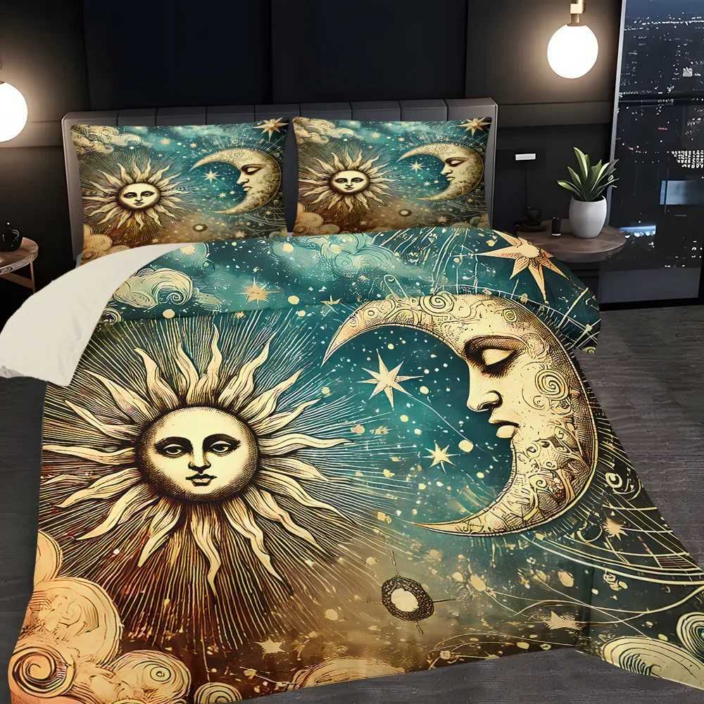 3pcs Gorgeous Sun Moon Texture Printed Quilt Set- Includes 1 Quilt Cover and 2 Cover without FillerM251118