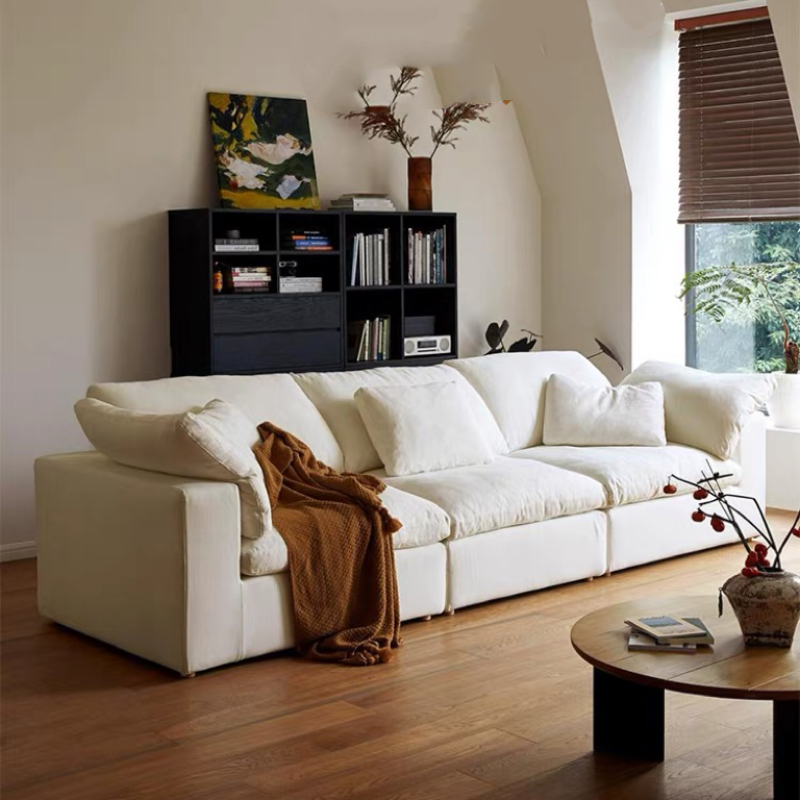 Compressed Foldable Cloud Sofa Bed, Soft Comfortable Fabric Couch with Cushions, Space-Saving Convertible Sofa for Living Room, Easy Assembly & Storag