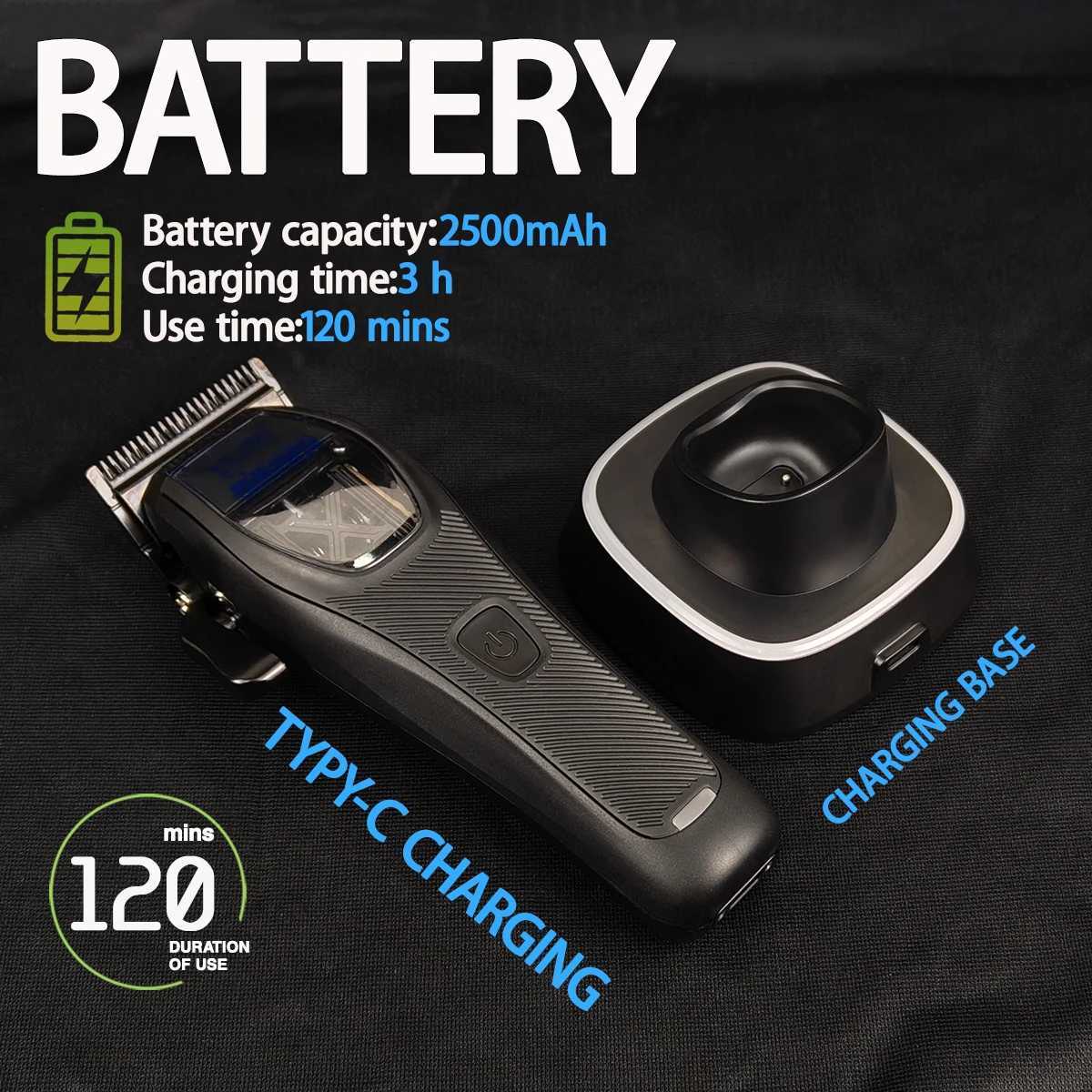 BRDCLIP 91688 Professional Mens Barber 8800RPM Magnetic Vector Motor High Power Barber TrimmerW250418