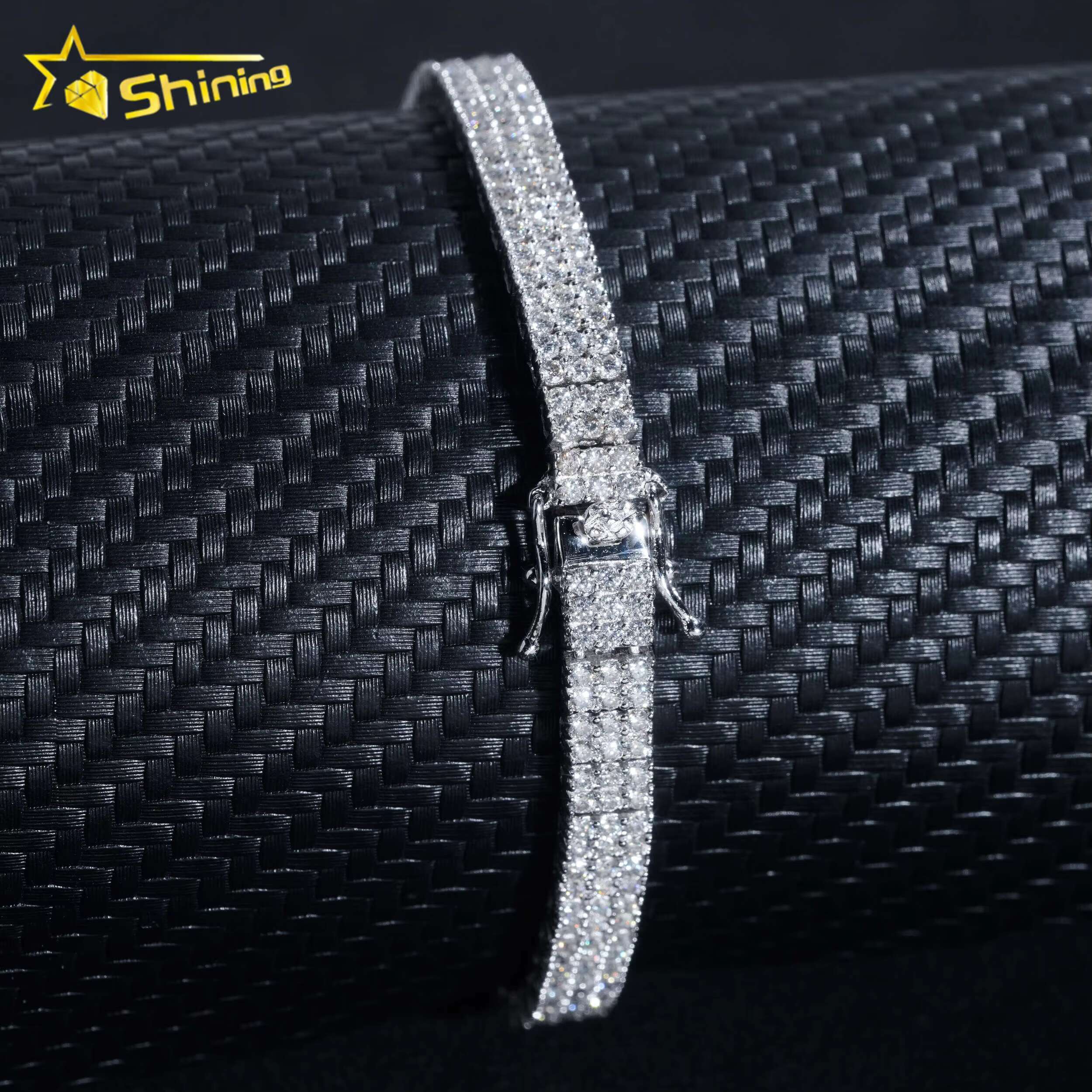 GRA Certificate Fashion 3 Rows Dia Sier Bracelet Moissanite Tennis Chain