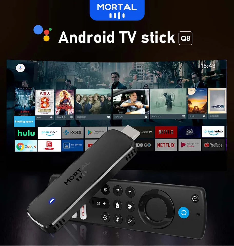 Global Version Android14 TV Stick Home Theater Allwinner H313 Mortal Q8 Support 4K60fps Wifi6 Bluetooth Voice Remote Live TV 251114