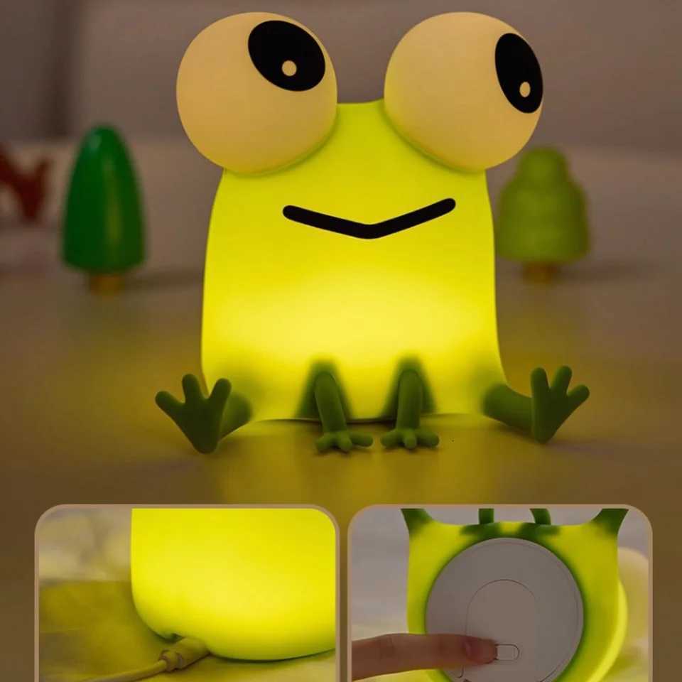 Frog Night Light LED Night Light Children Cute Frog Lamp with Touch Control Dimmable Silicone Childrens Room Night Light M251118