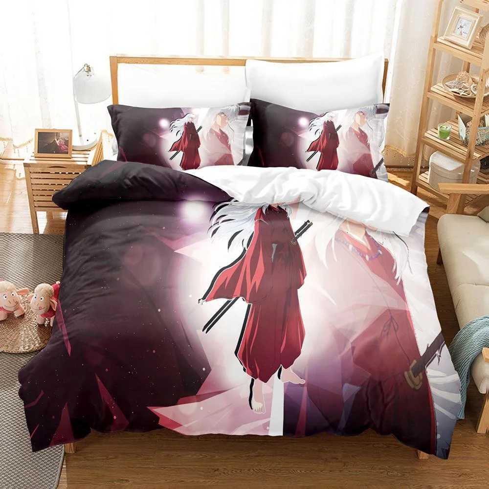 New Fashion Inuyasha Bedding Set Single Twin Full Queen King Size Bed Set Adult Kid Bedroom 3D Anime Bed Sheets And casesM251118
