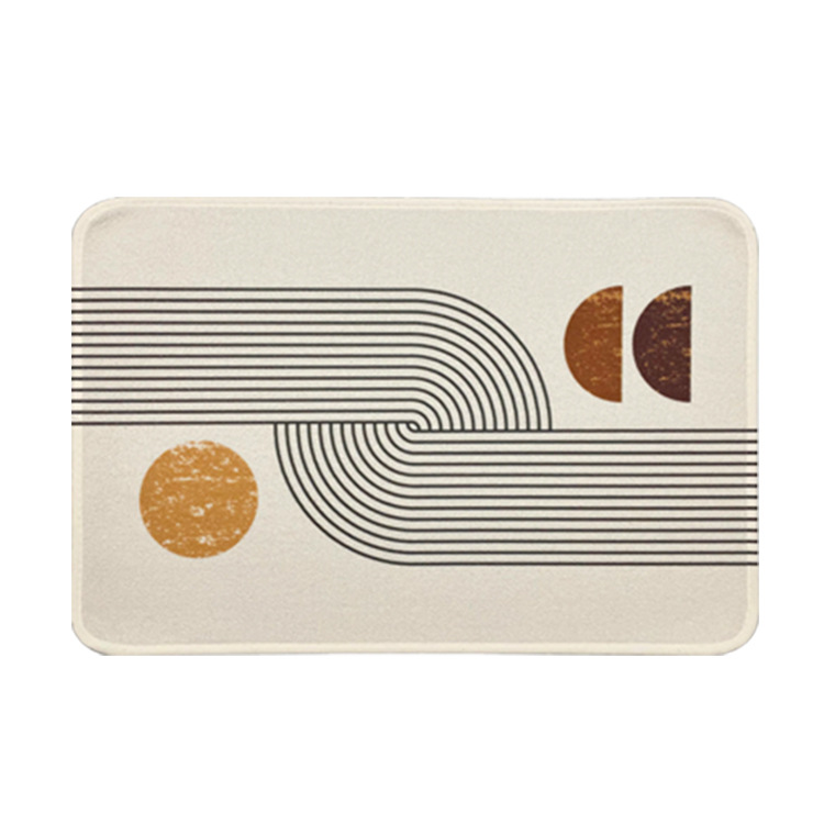 Velvet Nordic Geometry Kitchen Bedroom Living Room Carpet Floor Mat Set Anti Oil, Anti Slip and Water Absorbing Pad