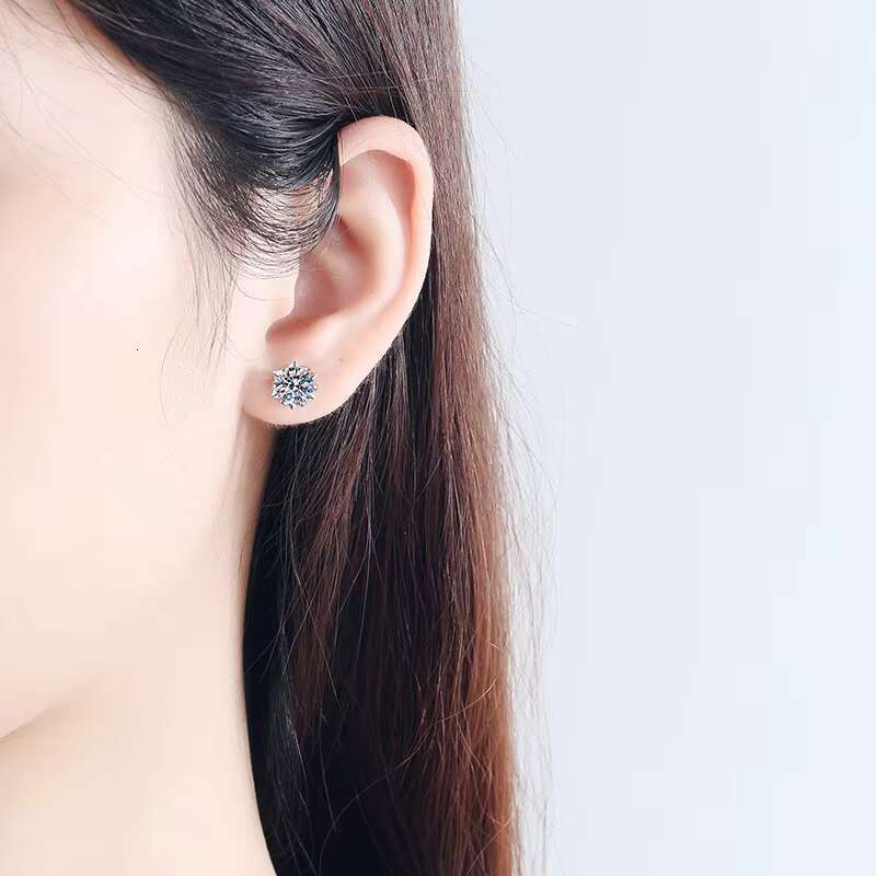 DHCollections Moissanite Stud Earrings Sterling Sier Snowflake Design Passed Dia Test 0.5-2 Ct Perfect Cut for Women Men Hypoallergenic Jewellery Pair