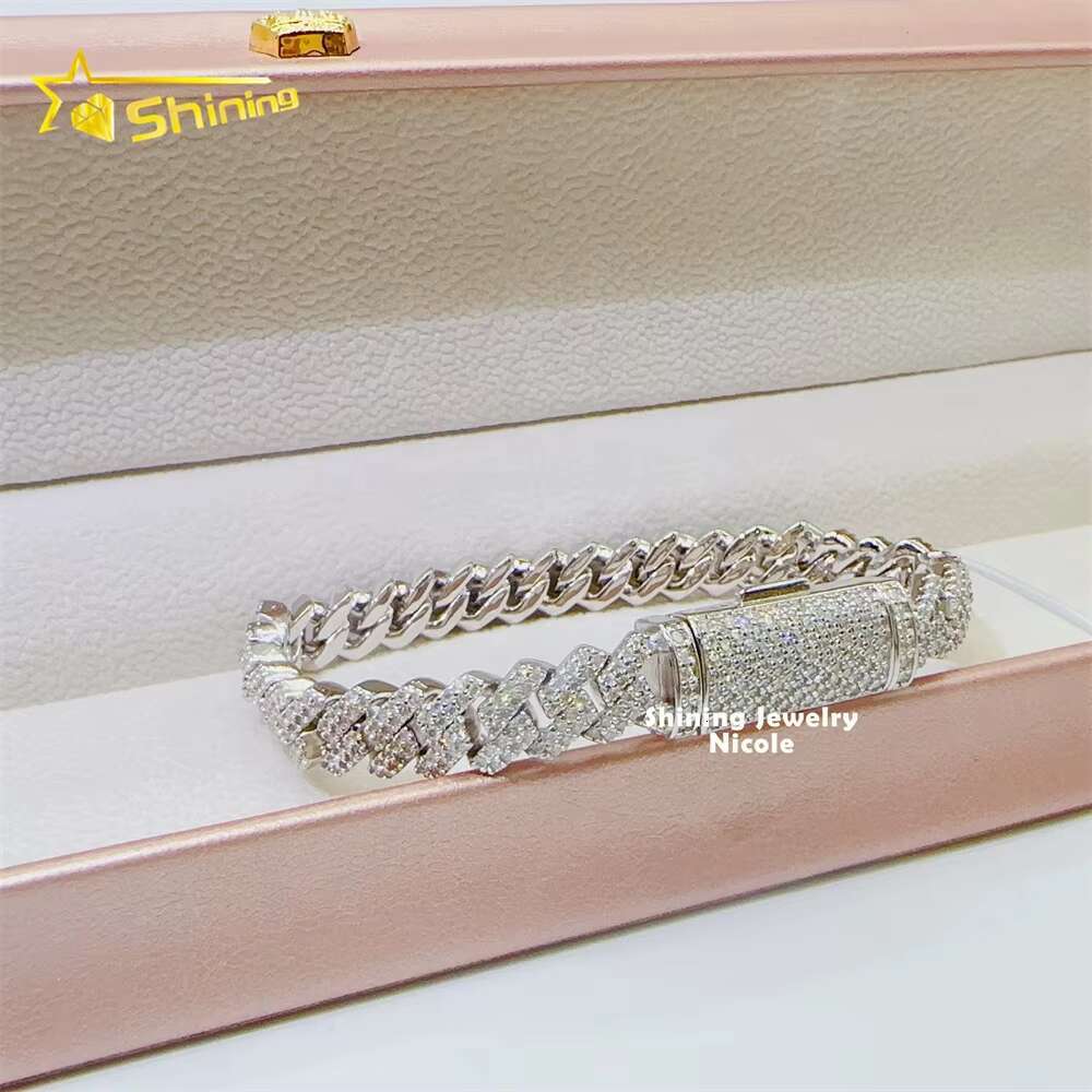Wholesale Price Best Quality Sier Custom Necklace Jewelry 8mm 10mm Iced Out Moissanite Cuban Link Chain