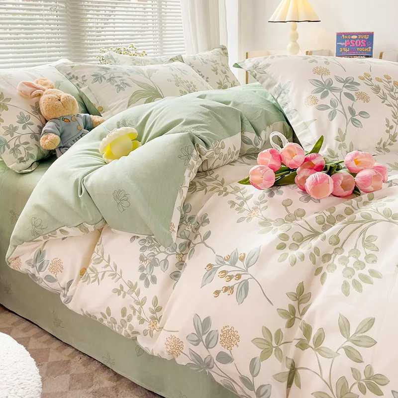100 Cotton Bedding Set Duvet Cover Set 1 Quilt Cover 2 cases No Sheet- Ultra Soft Breathable HypoallergenicM251118