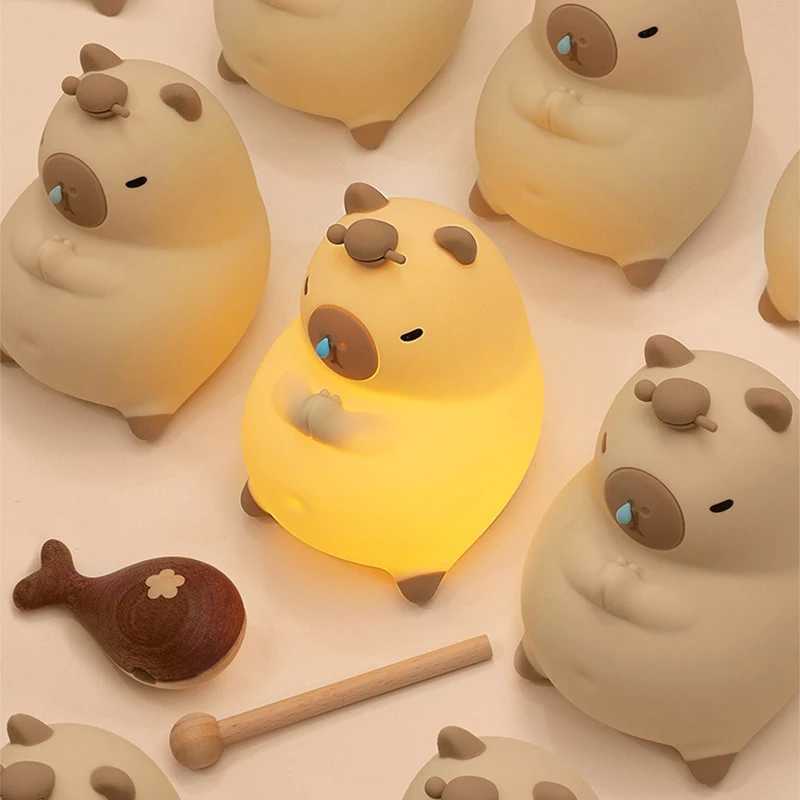 Cute Cartoon Capybara Silicone Night Light USB Rechargeable Timing Dimming Sleep Night Lamp for Childrens Room Decor M251118