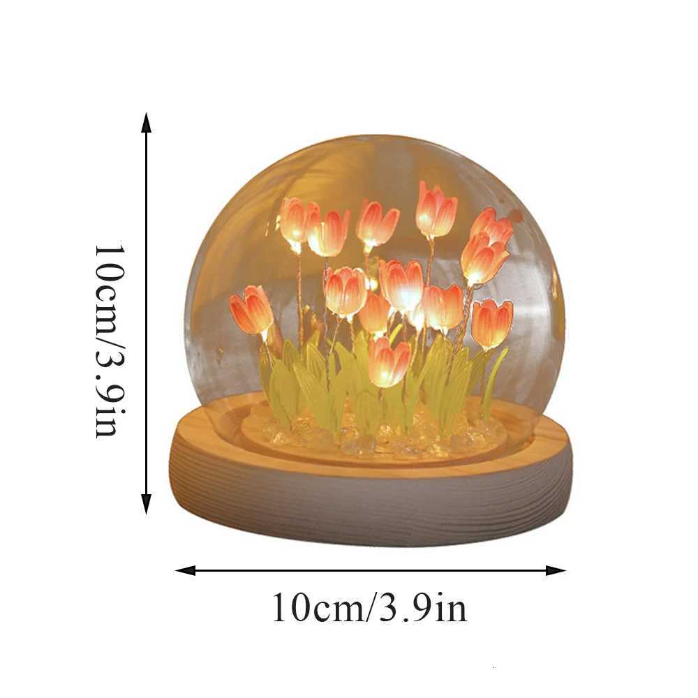 DIY Simulation Tulip LED Night Light Battery Operated Flower Table Lamp Tulips Handmade Material Bedside Lights Bedroom Decor M251118