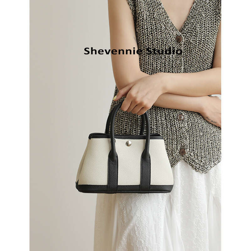 2025 New Garden Tote Genuine Leather Women's Top Layer Cowhide Fashionable Handbag Shoulder Crossbody Bag