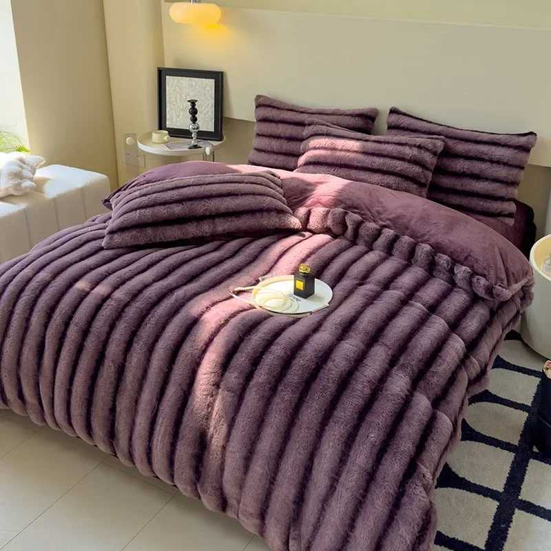 2024 new rabbit velvet milk velvet thickened rabbit fur warm four-piece set 15m 18m bed sheet four-piece setM251118