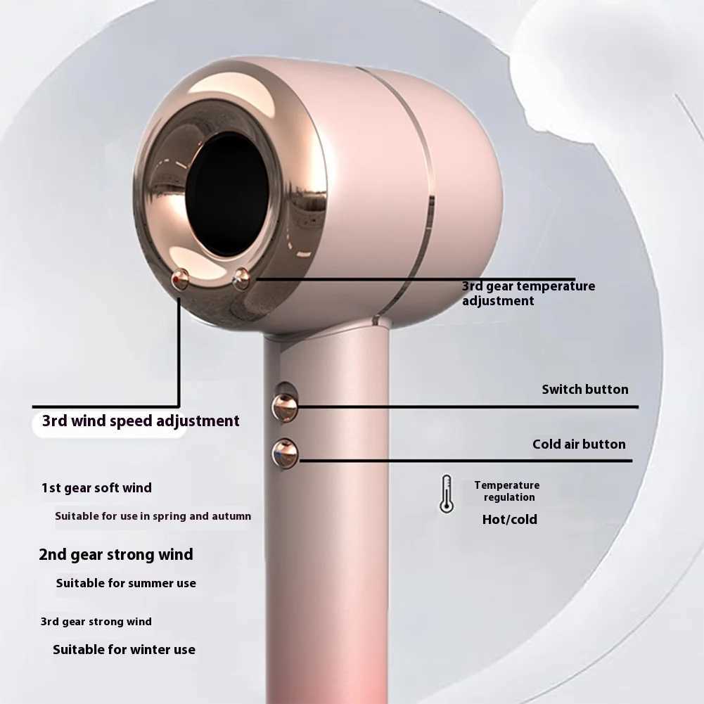 1500W High-Speed Salon Hair Dryer with 120W Cool Wind ABS Aluminium Diffuser Nozzle Ionic Feature for Household and Hotel UseT251118