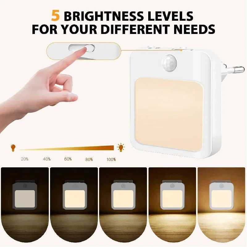 Night Light Motion Sensor With LED Light EU Plug Lamps ChildrenS Night Light Wireless Night Lamp For Bedside Table Bedroom M251118