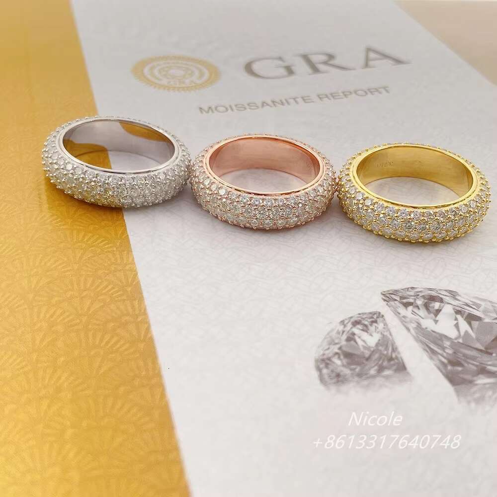 14k Gold Plated 4 Rows Engagement Dia Wedding Band Vvs Moissanite Men Ring