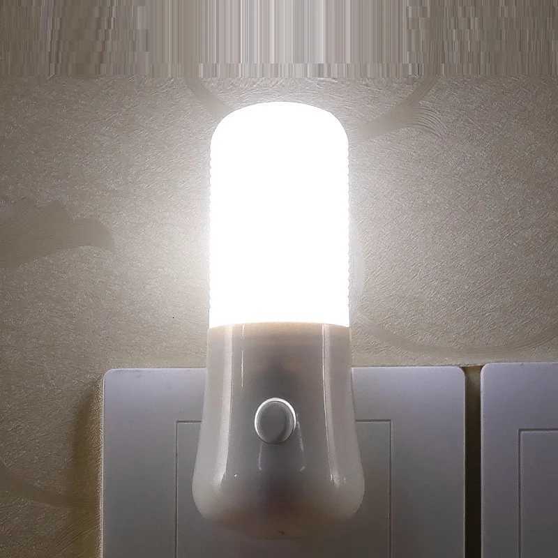 LED Night Light EU/US Plug Push Button Switch Wall Socket Lamp Bedroom Bedside Lamp Baby Room Corridor Home Decor Night Lights M251118