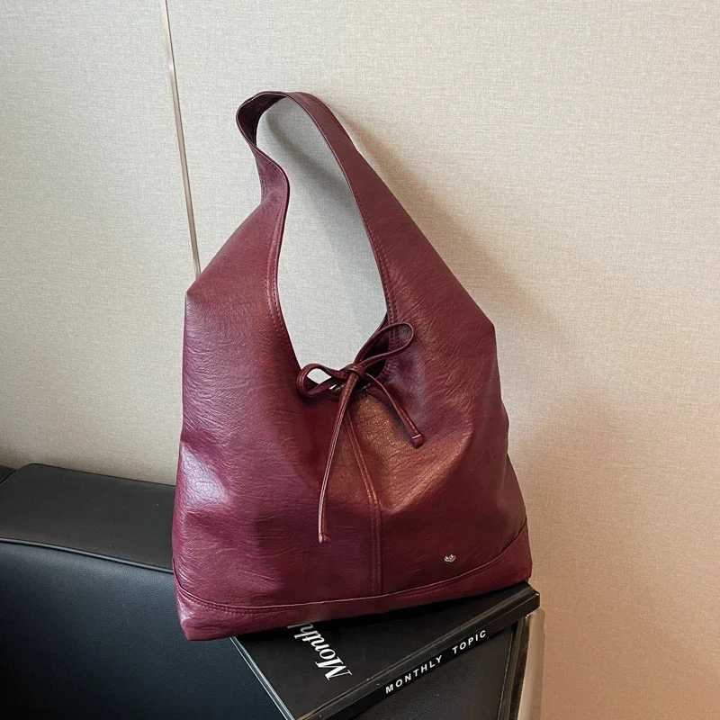 PU Material 2024 Hot Selling Shoulder Bag Bow Solid Color High Beauty Fashion Handbag Soft Simple Fashion Western Style Tote BagW251118
