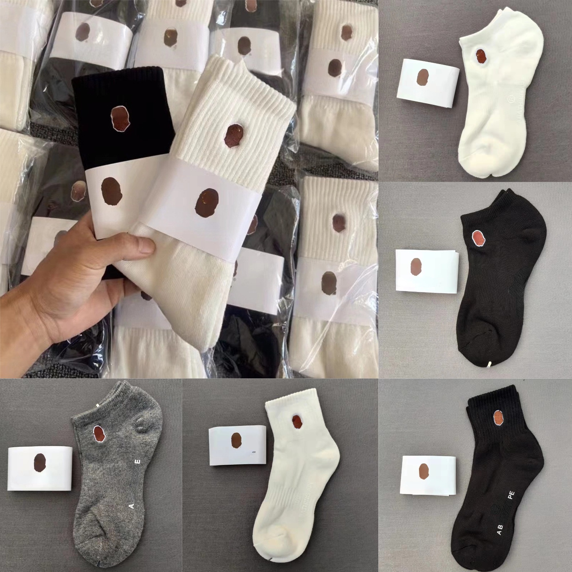 Men's Socks Designer Socks Luxury Cotton Fashion High Quality Embroidery Letter One Pairs Of Package Solid Color Black White Grey Men And Women Socks