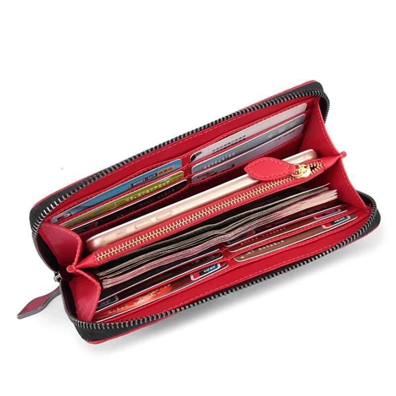 Buyuwant Rock Stud Rivet Women Genuine Leather Purse Fashion Long Wallet Clutch Bag Women's Handbags Gn-Wl-Flszcd