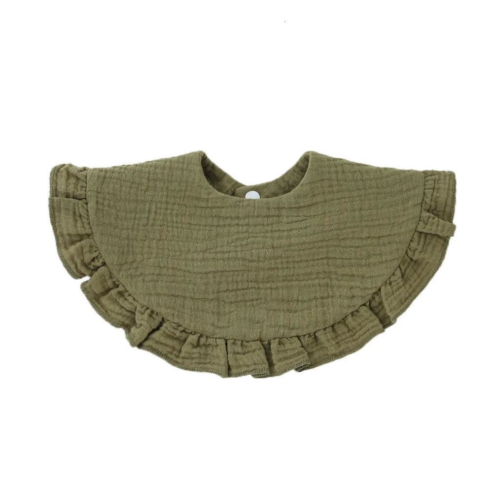 Baby Gauze feeding Drool bib ruffled solid baby Saliva towel soft cotton childrens Korean style 250414z