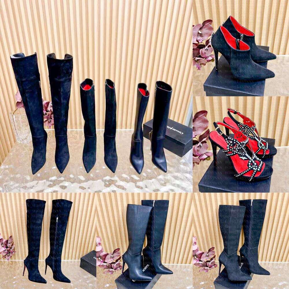 Top Designer ankle booties womens Dagger winter high heel boot luxury cesare paciotti shoes casual wed outdoor walk tall kitten Stilettos Heel Knight knee high boots