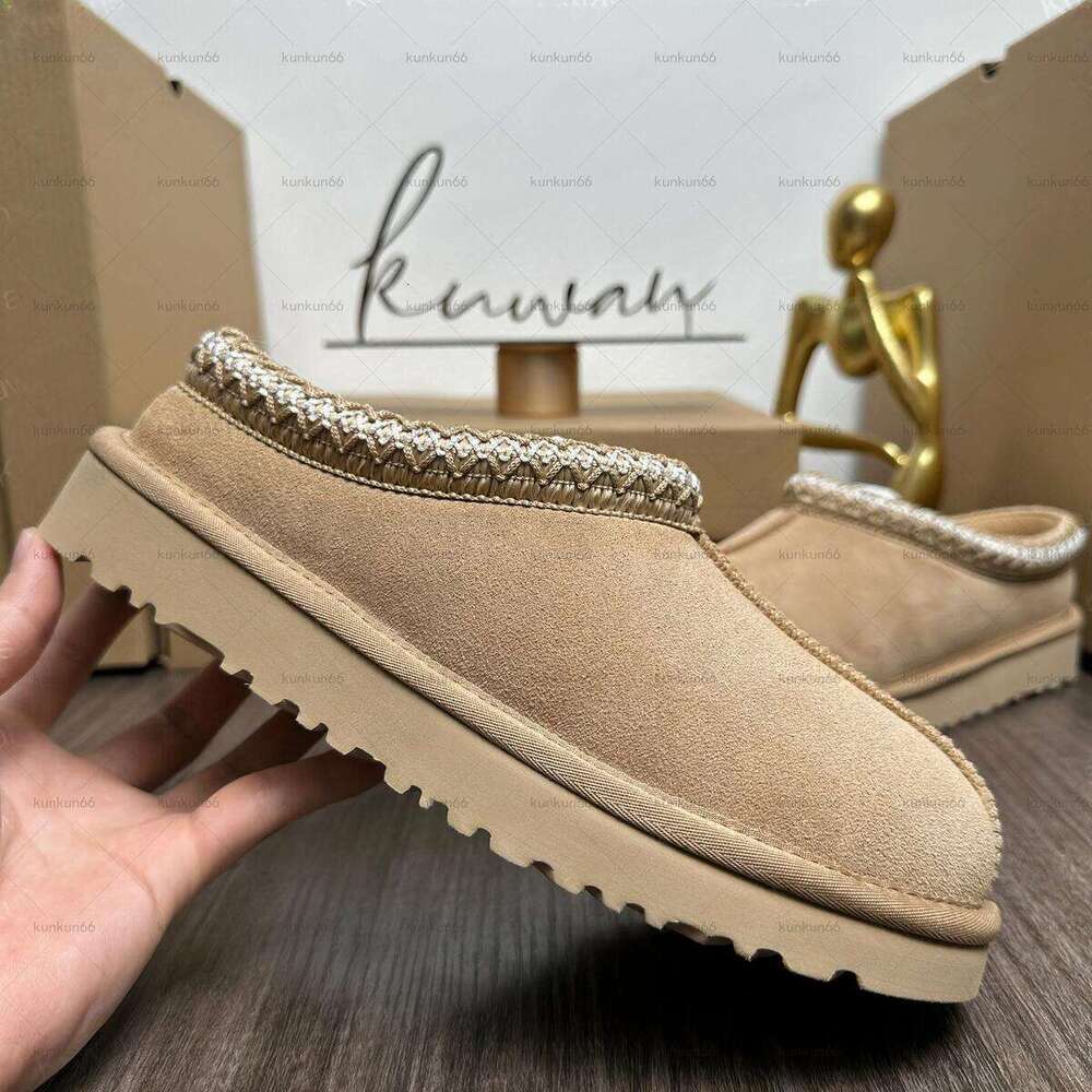 mustard seed chestnut sand wool slippers sheepskin classic ultra mini thick soled boots winter women men slippers suede leather upper wool winter