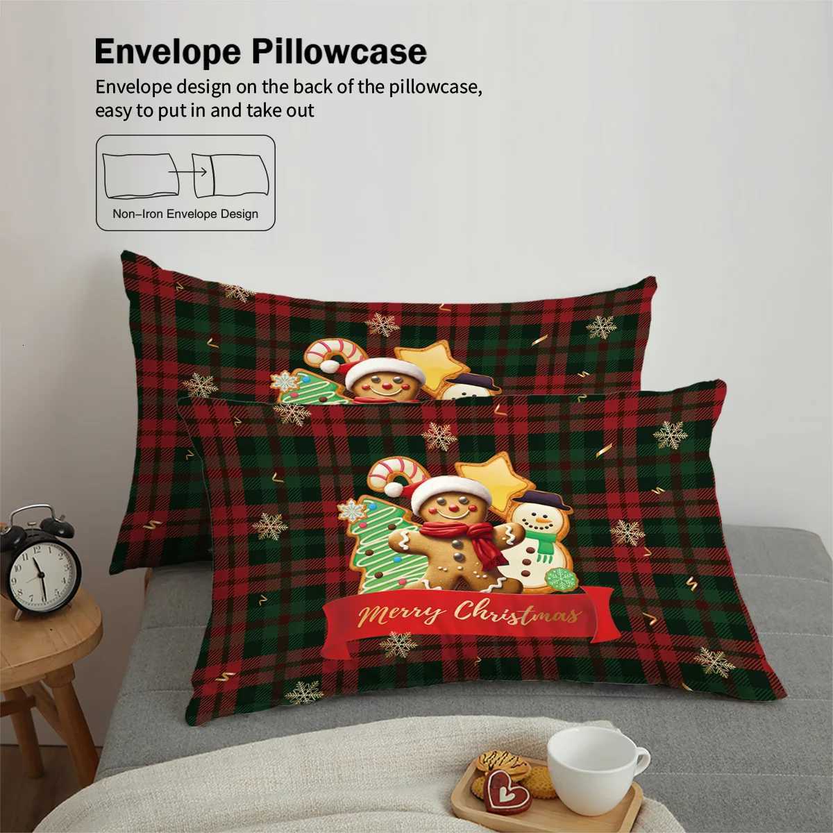 3pcs Christmas Gingerbread Print Coreless Bedding Set Comfortable Multi Size Bedroom Dormitory Duvet Covers Machine WashableM251118