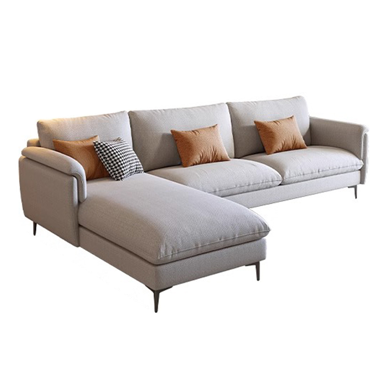 Small Space Sofa with Chaise Lounge, Removable Washable Fabric Couch, Modern Minimalist Living Room Sofa with Cushions, Stylish & Practical Home Furni