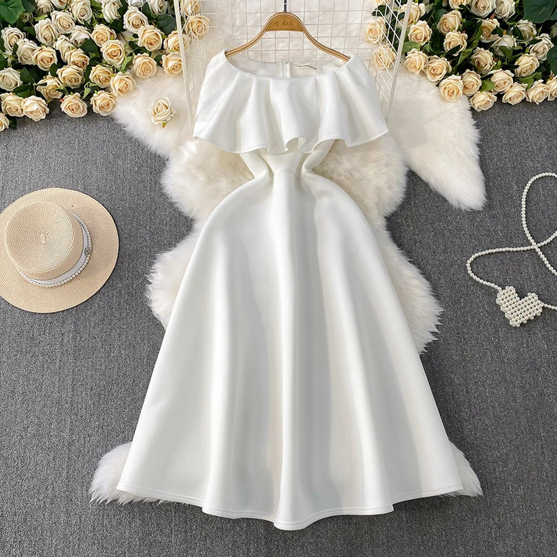 XFPV Fashion Women Dress Sleeveless Spliced Patchwork Solid Color Big Umbrella Dresses Female Evening Party Clothing 22D1146 250417