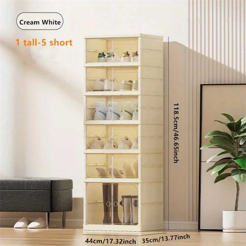 Portable Folding Shoe Rack Shoe Organizer Storage Box With lear Door For Closet Entryway Storage Containers Binsgnetic H251117