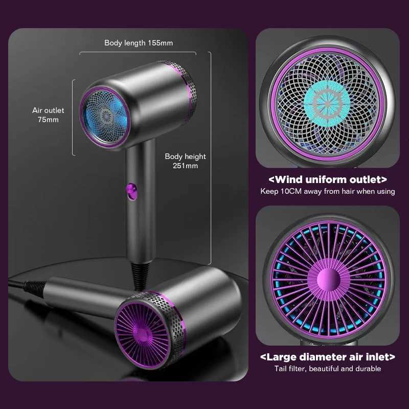 Dreepor Electric Hair Dryer 1800W High Power Strong Wind Negative Ions Hair Care Hair Dryer for Travel Household Hotel DormitoryT251118