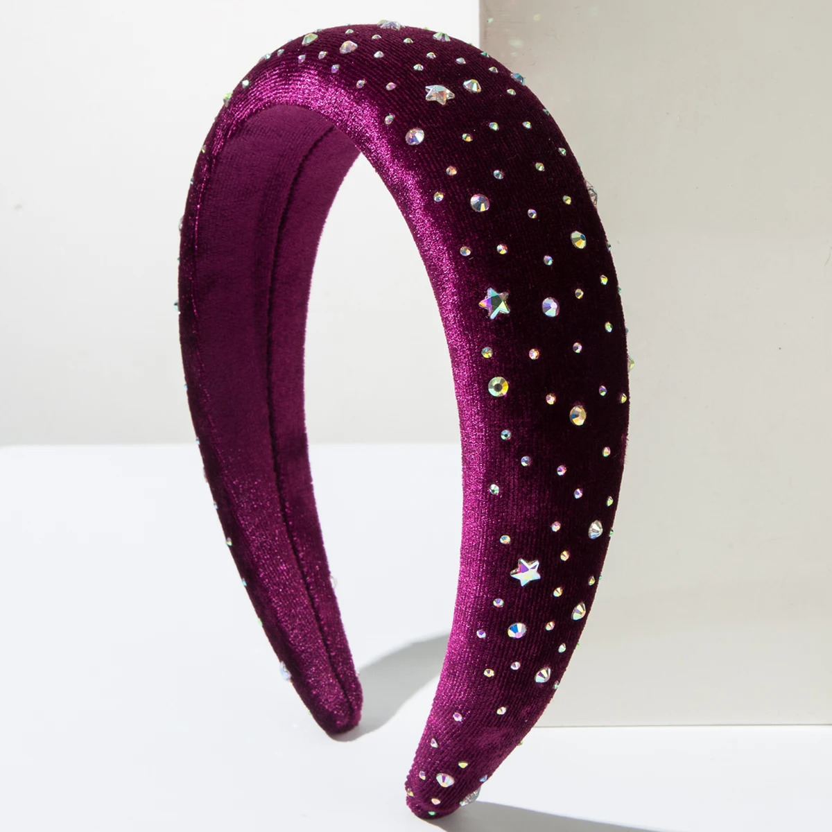 European and American Retro Velvet Sponge Headband Inlaid With Colorful Rhinestones Exuding a Starry and Sparkling Aura 251113 - view 4