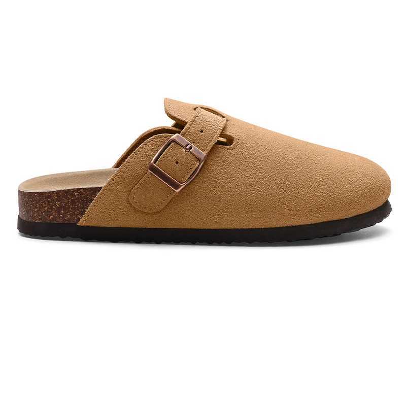 Bebealy Clogs for Women Suede Soft Leather Clogs Classic Cork Clog Antislip Slippers Waterproof Mules House Sandals Buckle Shoes Z250809