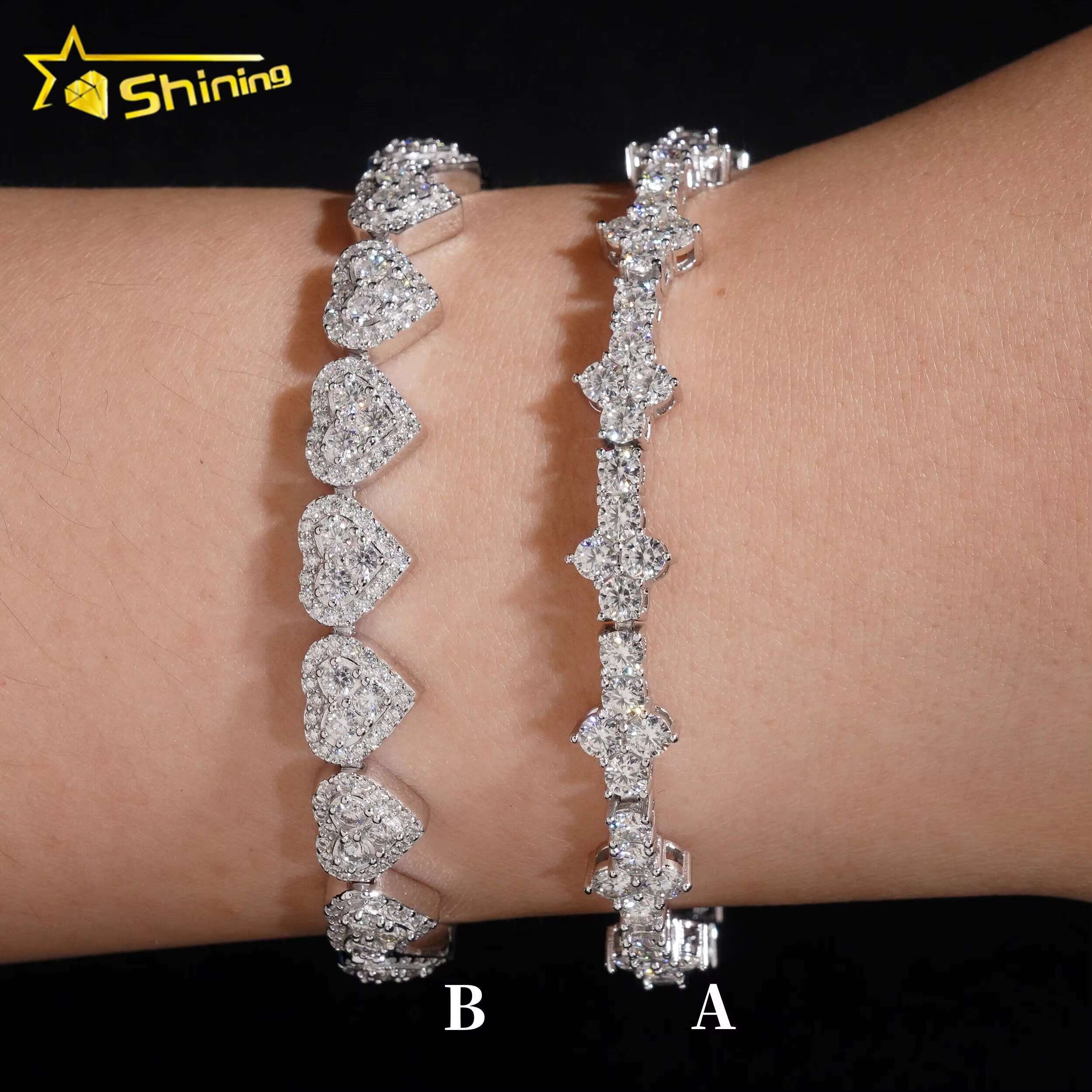 New Trendy GRA Certificate Sterling Sier Man Hip Hop Jewelry VVS Moissanite Dia Heart Cross Tennis Bracelet Set