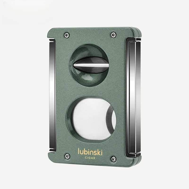 LUBINSKI Cigar V Cutter Metal Luxury Punch Double Use Cigar Knife Smoking Accessories Standing Cigar Holder With Gift Box CT-082C250415