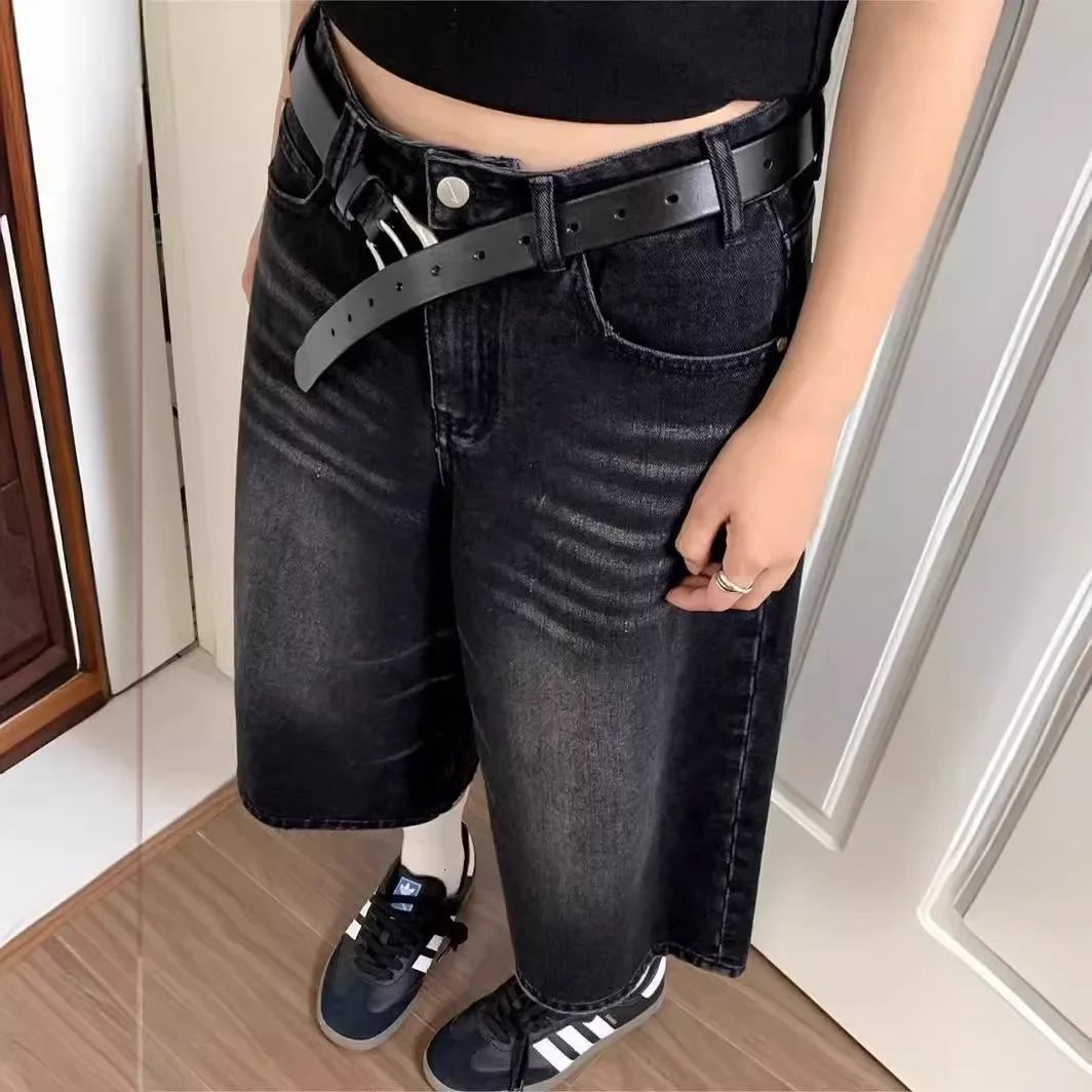 Fashionable Summer Mens Denim Shorts Casual Style Seven and a Half Long Clock Bottom Street American 250418