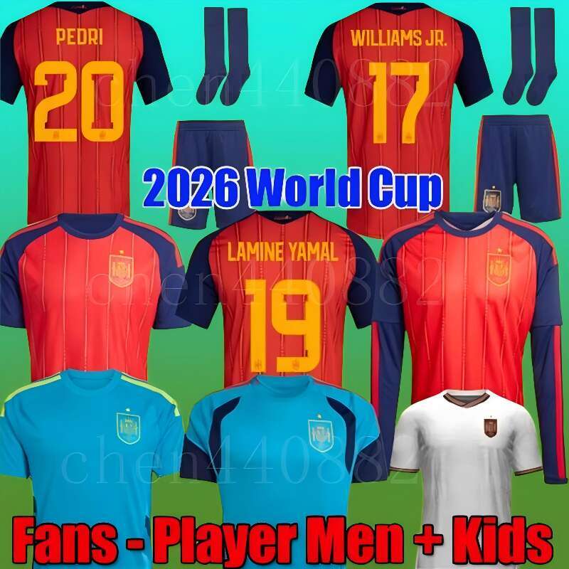 2026 World Cup SPAIN Soccer Jerseys PEDRI GAVI LAMINE YAMAL MORATA Carvajal OLMO FERRAN RODRIGO Jersey SPANISH Men Kid Kit Football Shirt Fan Player