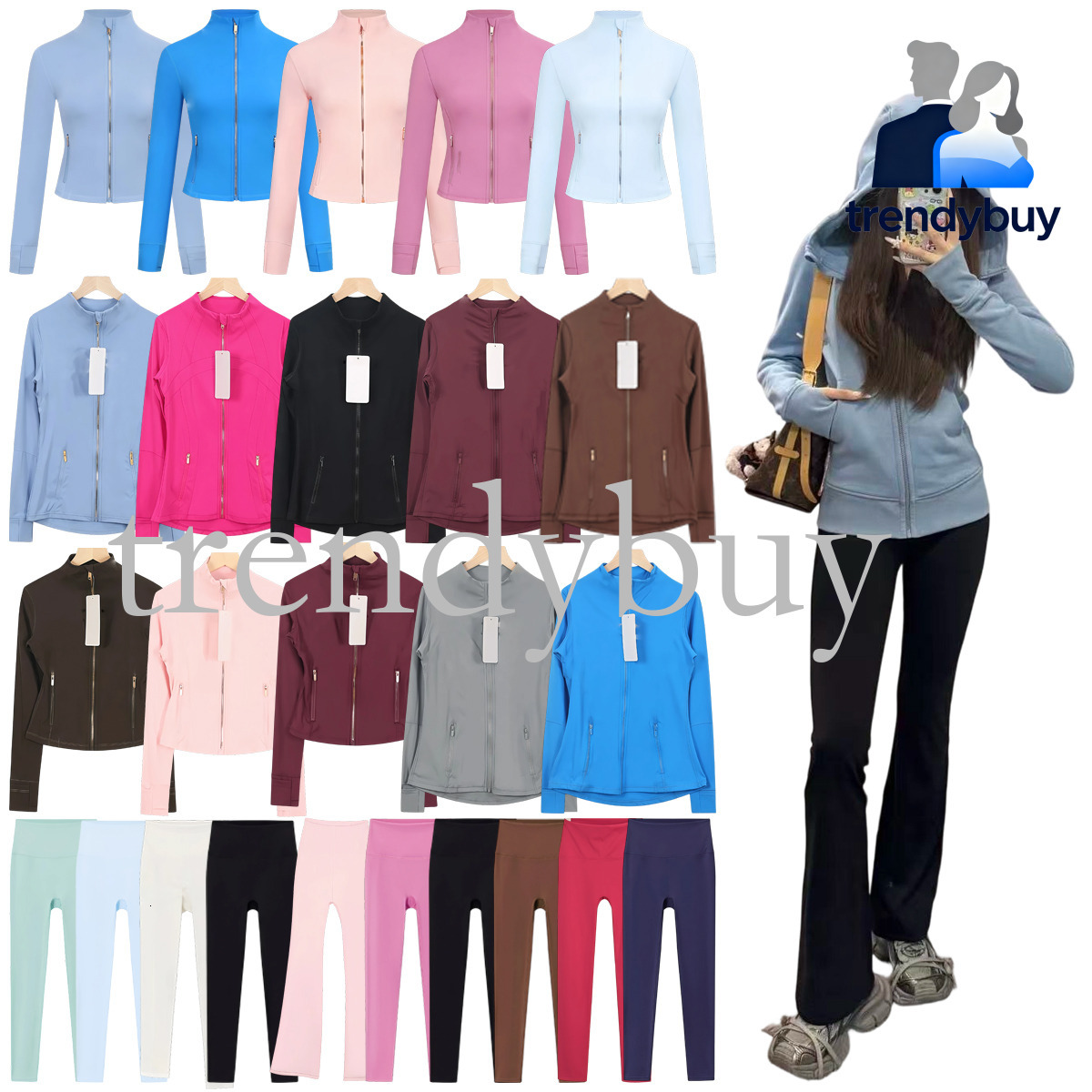 2025 top Workout set Yoga sets Jacket Define Align High Waist Sports Suit close High waist Pants Running Long Sleeve leggings gym luluity lemonics jackets set