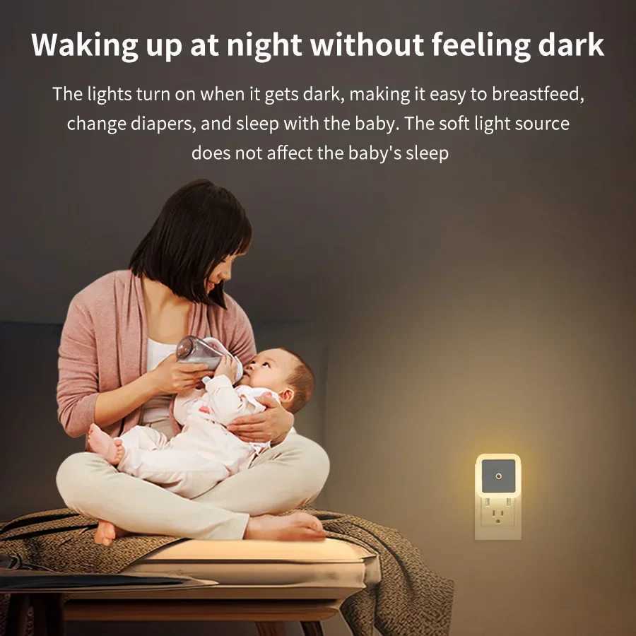 Wireless Sensor LED Night Light US/EU Plug-in Mini Square Wall Lamp for Baby Children Living Room Bedroom Corridor Lighting Lamp M251118
