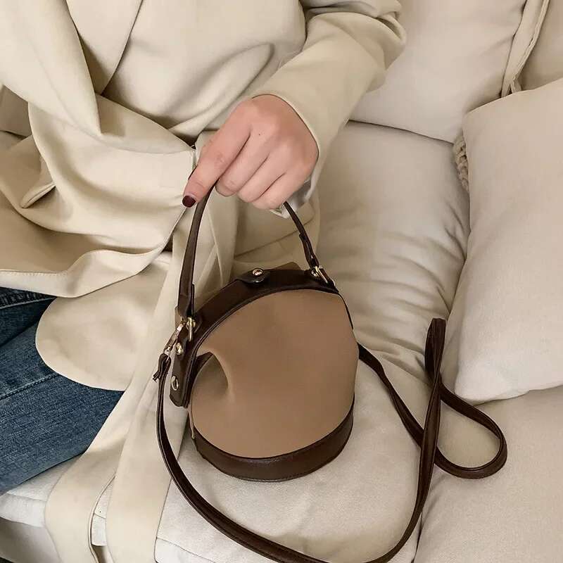 Vintage Network Red One Women's New Fashion Crossbody Versatile Ins Texture Bucket Bag Shoulder Bags Handbags