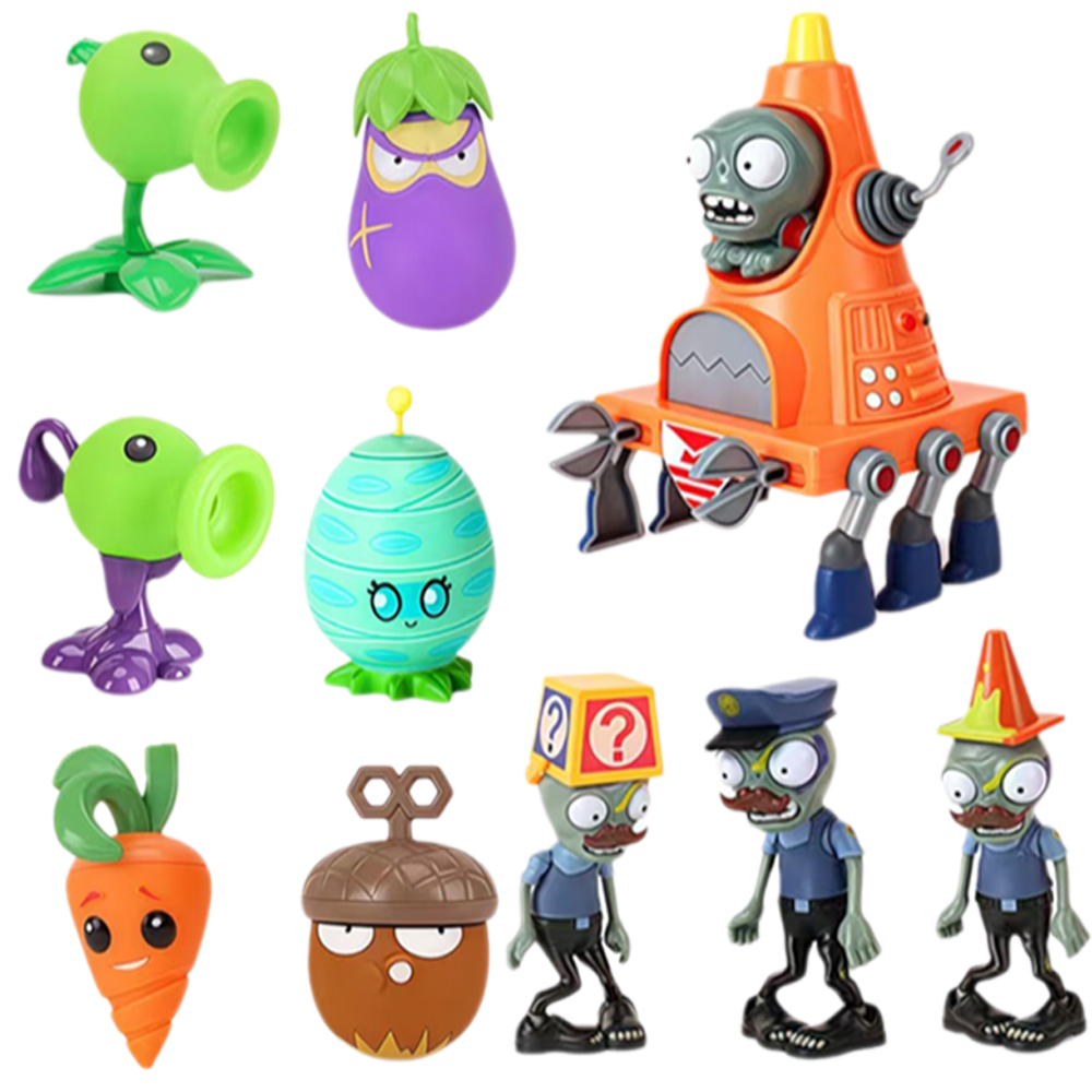 Plants Vs Zombies 2 Licensed Peashooter Mecha 10-Piece PVC Action Figure Set Non-Toxic Battle Role Play Bulk Stock Kids Birthday Party Favors